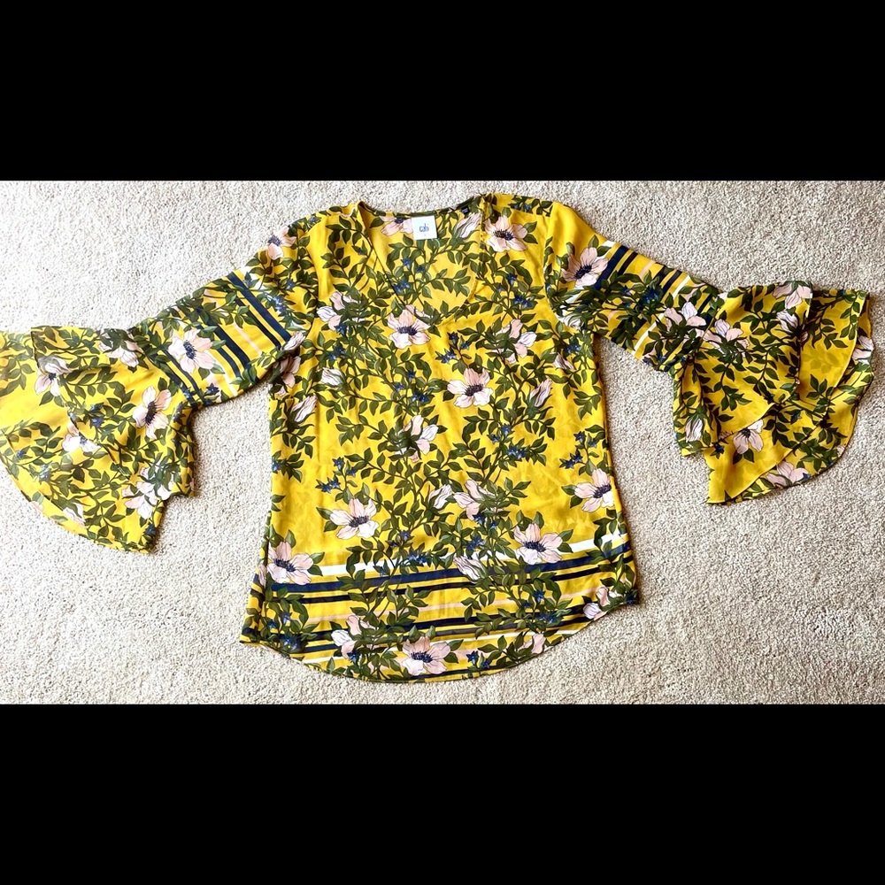 CAbi Floral Ruffle Sleeve Top.